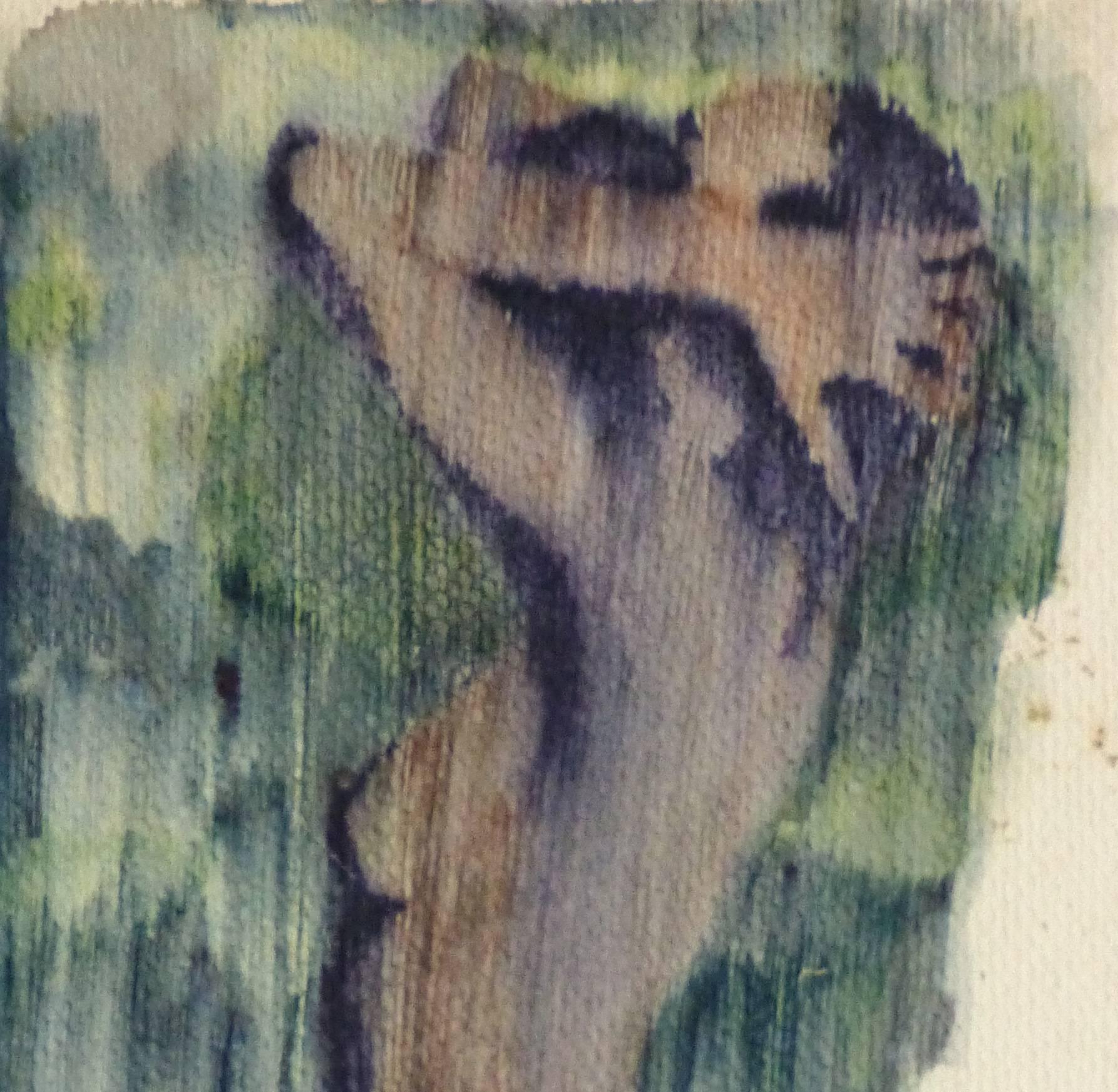 Vintage French Watercolor & Ink Nude - Rain Bath 1