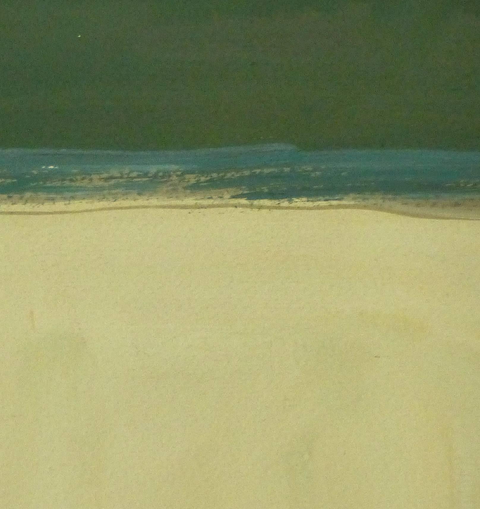 Sandy Yellow and Sea Green Acrylic Abstract Painting  2