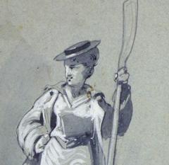 Antique French Ink Wash - The Rower