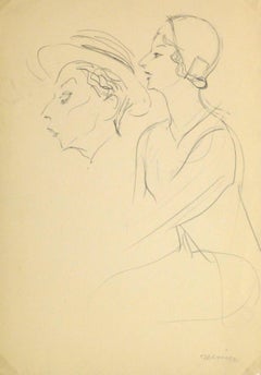 French Pencil Sketch - 1920s Actress
