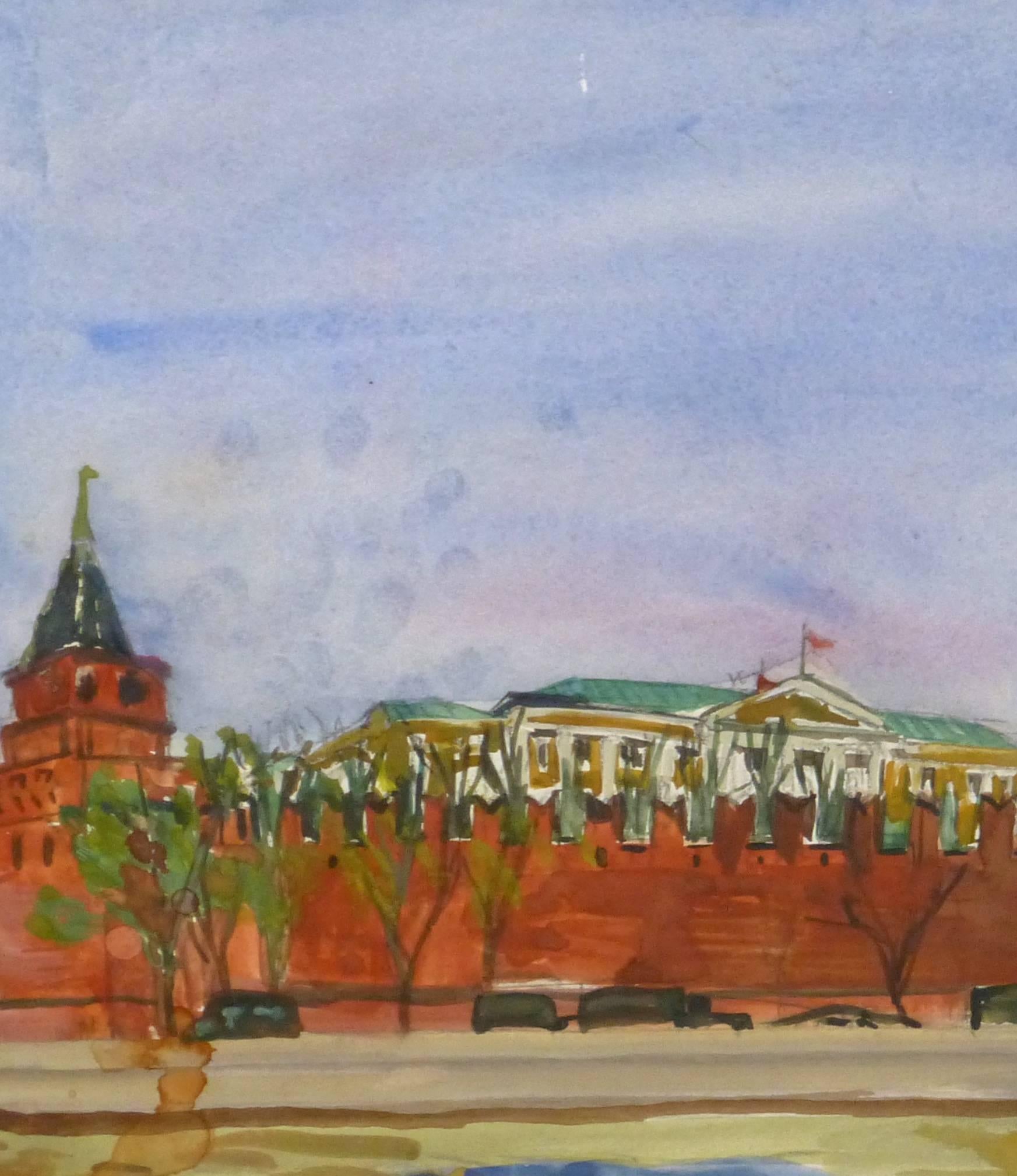 Vintage Landscape - Kremlin, Russia - Painting by Unknown
