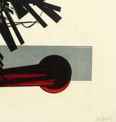 Vintage Rot, Schwarz und Grau Lithographie - Geometrisch geformt Abstrakt