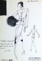 French Haute Couture Fashion Sketch - Tweed Dress Suit