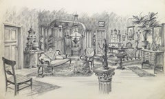 Belgian Pencil Sketch - Bourgeois Salon