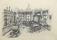 Belgian Pencil Sketch - Café