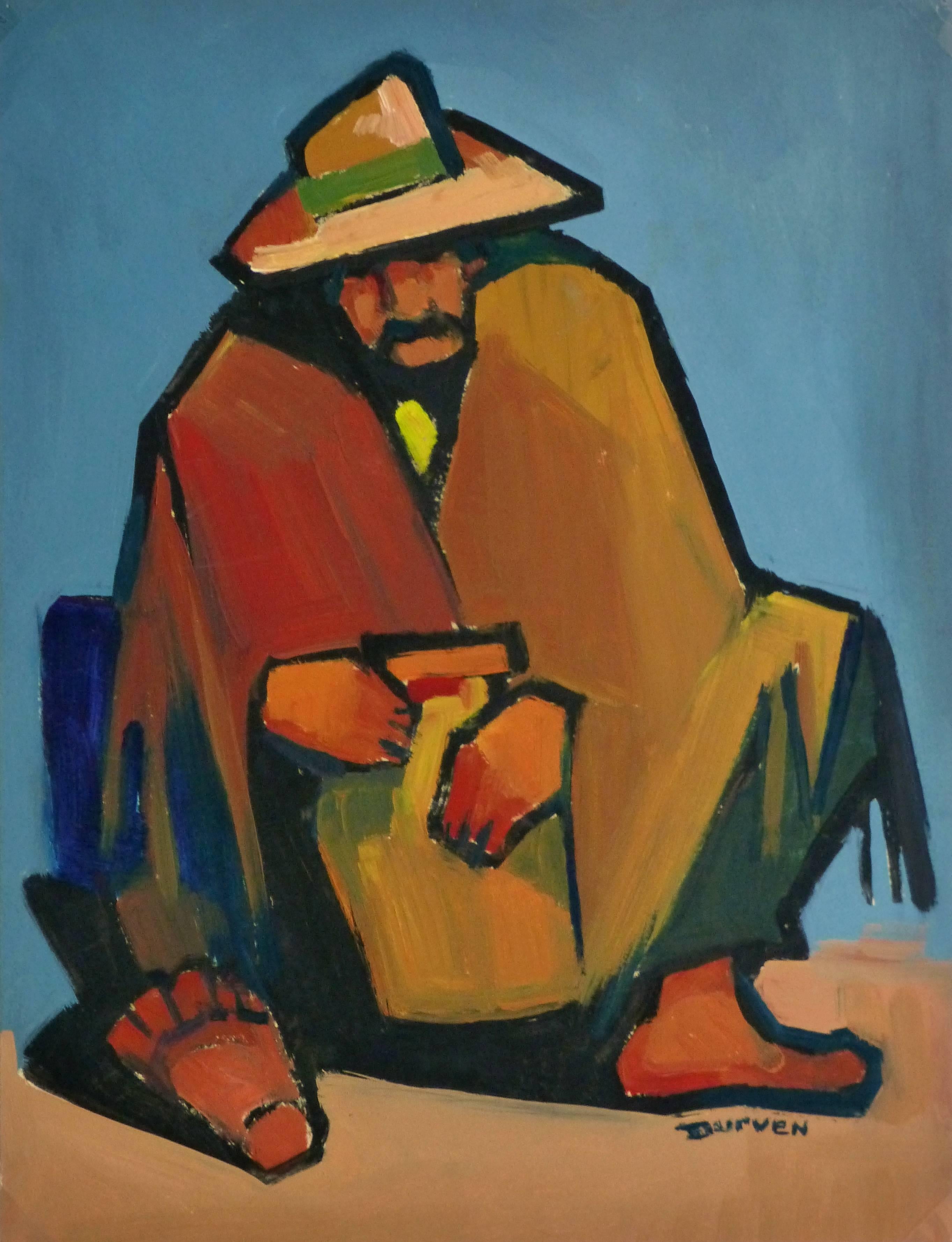 Unknown Portrait Painting - Oil Portrait - Hombre de Descanso