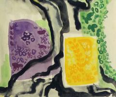 Bright Colored Abstract Watercolor and Ink - Under the Canopy
