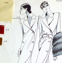 French Haute Couture Fashion Sketch - Rain Coat