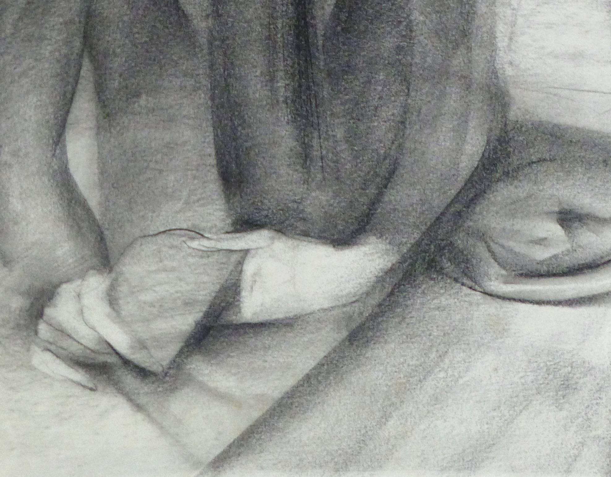 Portrait au fusain - Le lecteur serein en vente 1