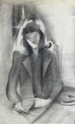 Charcoal Portrait - The Serene Reader