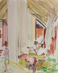 Vintage French Watercolor - Island Market