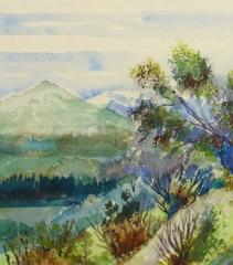 Aquarell-Landschaft – Schweizer Hütte