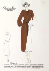 Christian Dior Vintage Christian Dior Fashion Sketch - Brown Dress