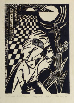 Vintage Abstract Woodcut - The Divine Human