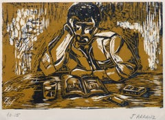 Vintage Woodcut - Reader