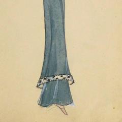 French Fashion Sketch - Fur Trimmed Evening Dress