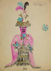French Theater Costume Sketch - Cabaret Girl