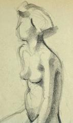 Nude Charcoal Sketch - Seated Female