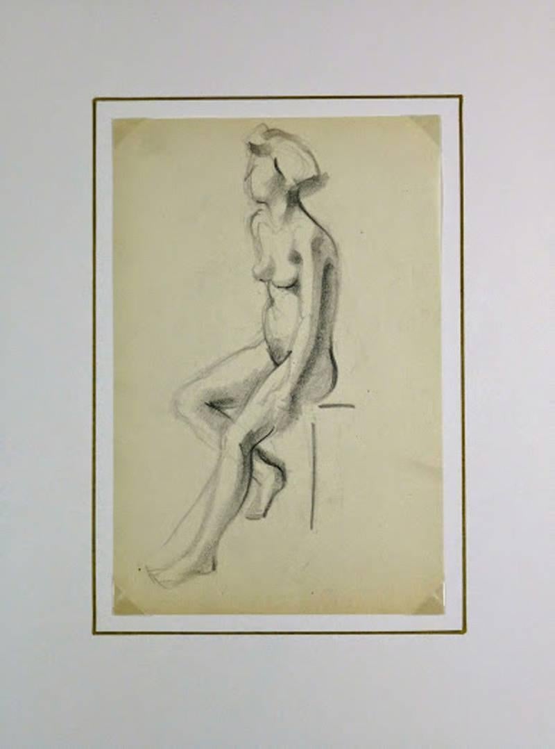 Nude Charcoal Sketch - Seated Female 1