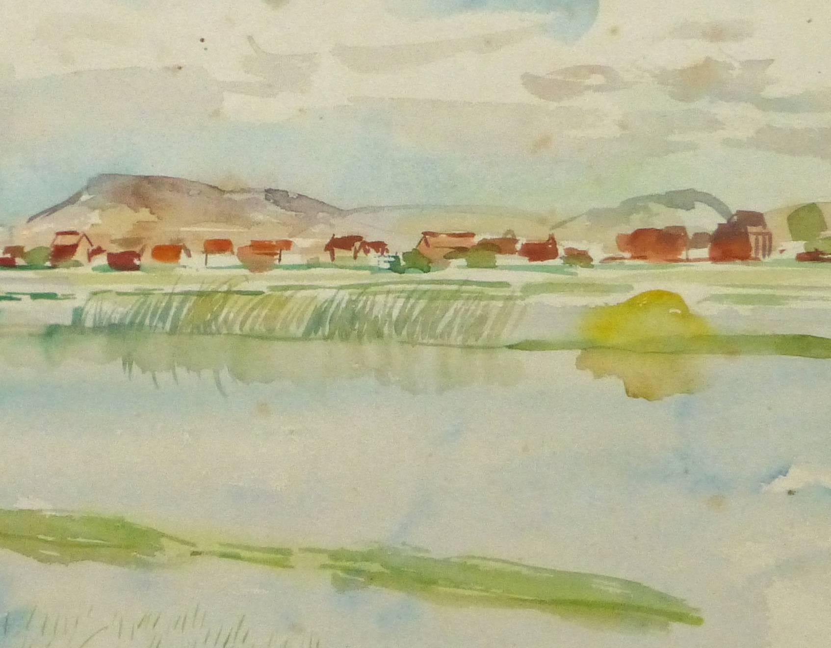 Aquarelle française - Fields de riz - Art de Stephane Magnard