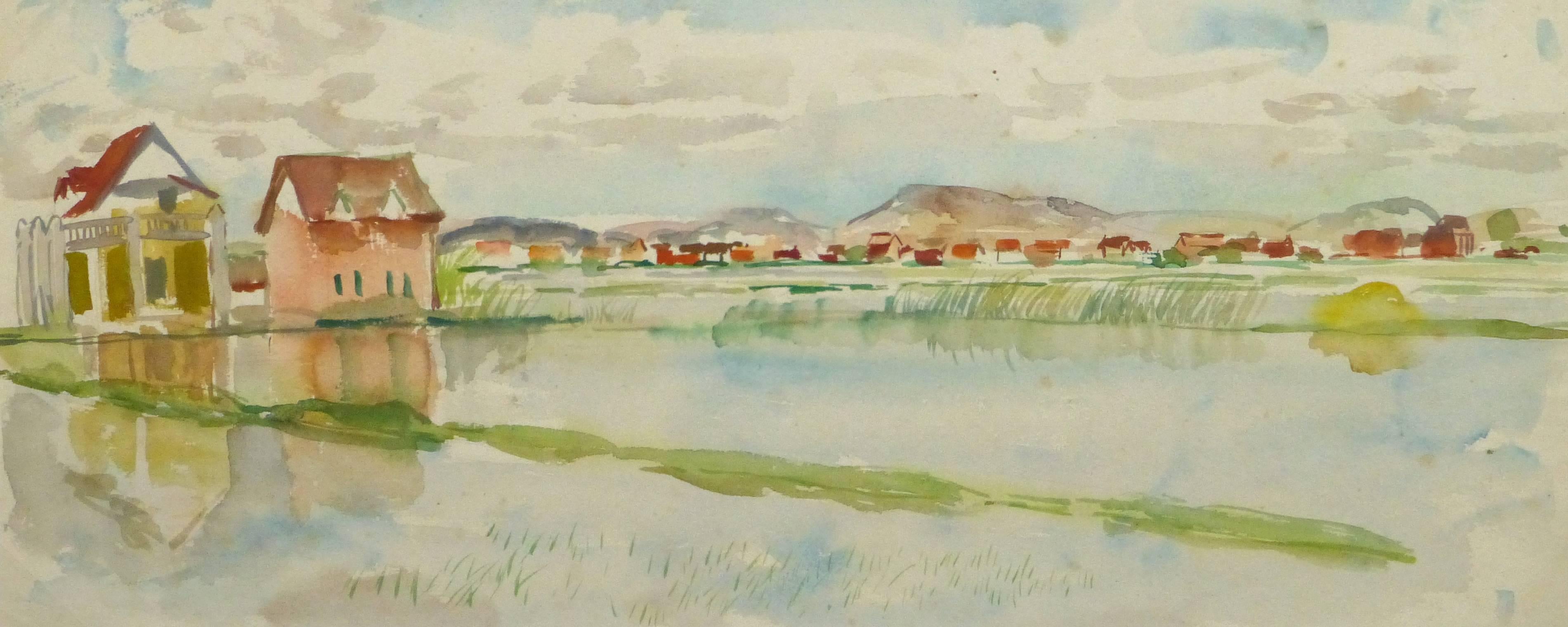 Landscape Art Stephane Magnard - Aquarelle française - Fields de riz