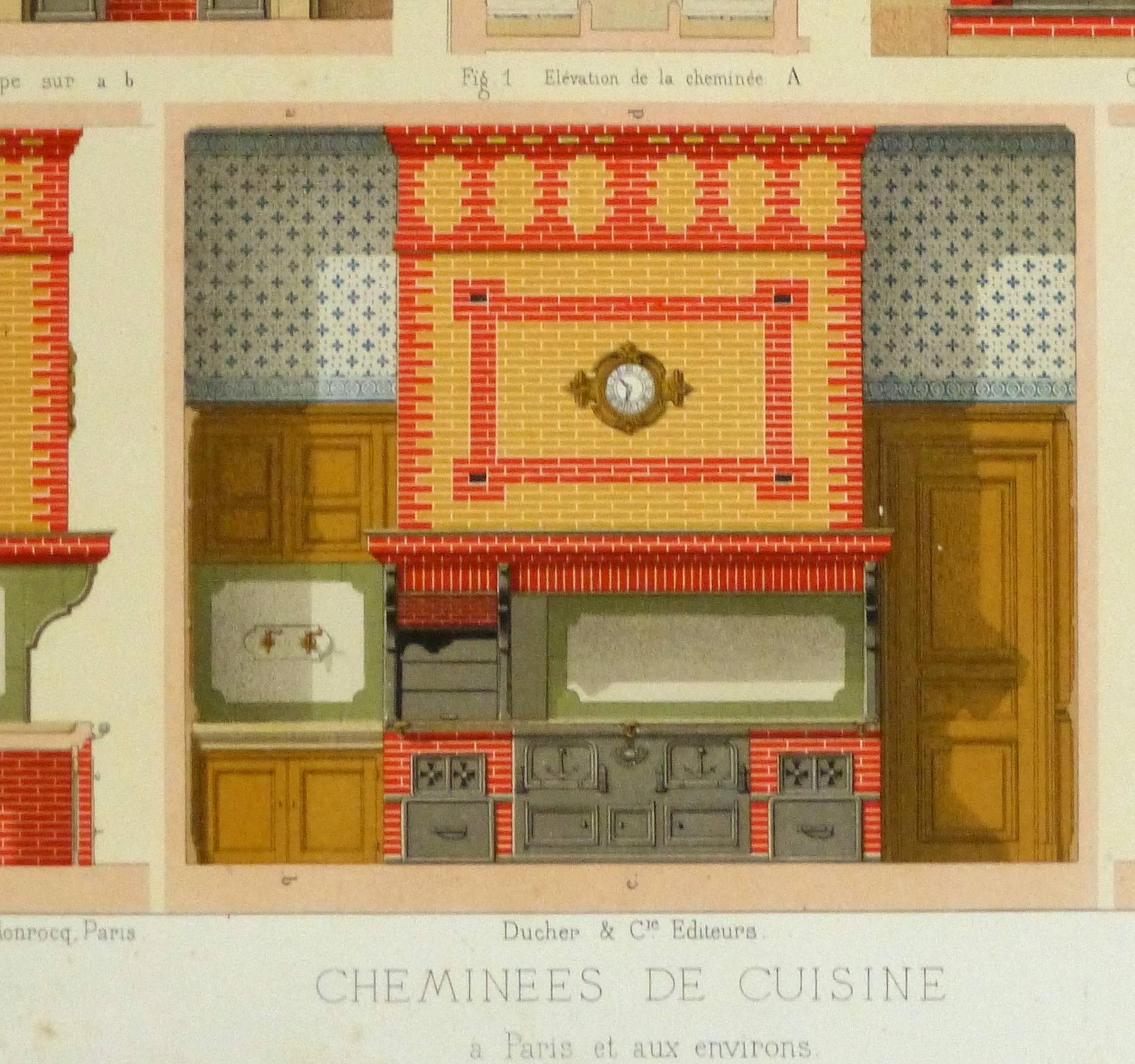 French Kitchen Fireplaces - Beige Interior Print by Unknown
