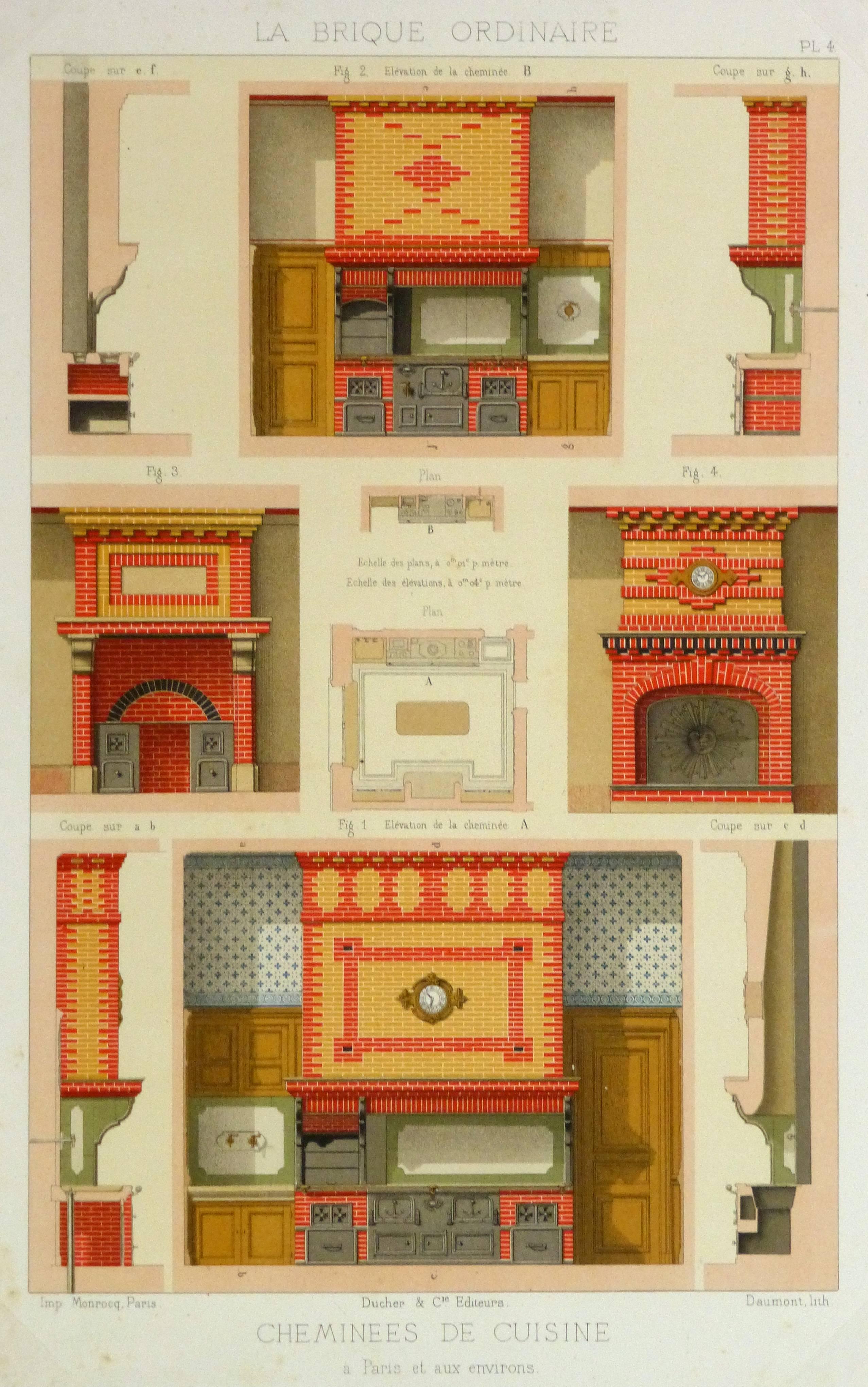 Unknown Interior Print - French Kitchen Fireplaces
