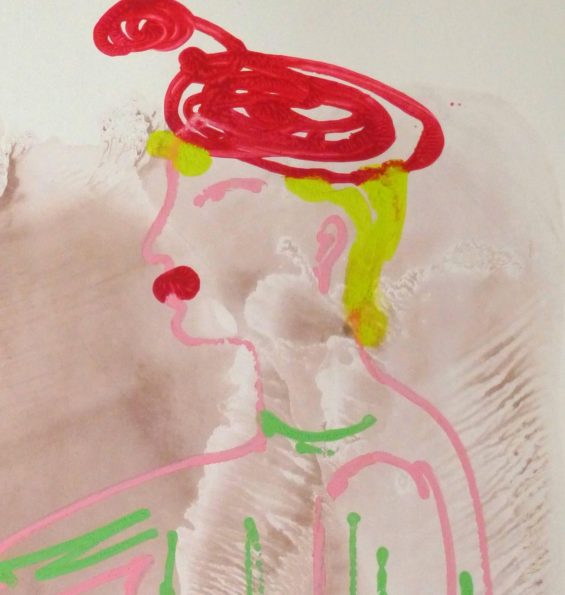 Französisches modernes abstraktes Porträt – Painting von Unknown