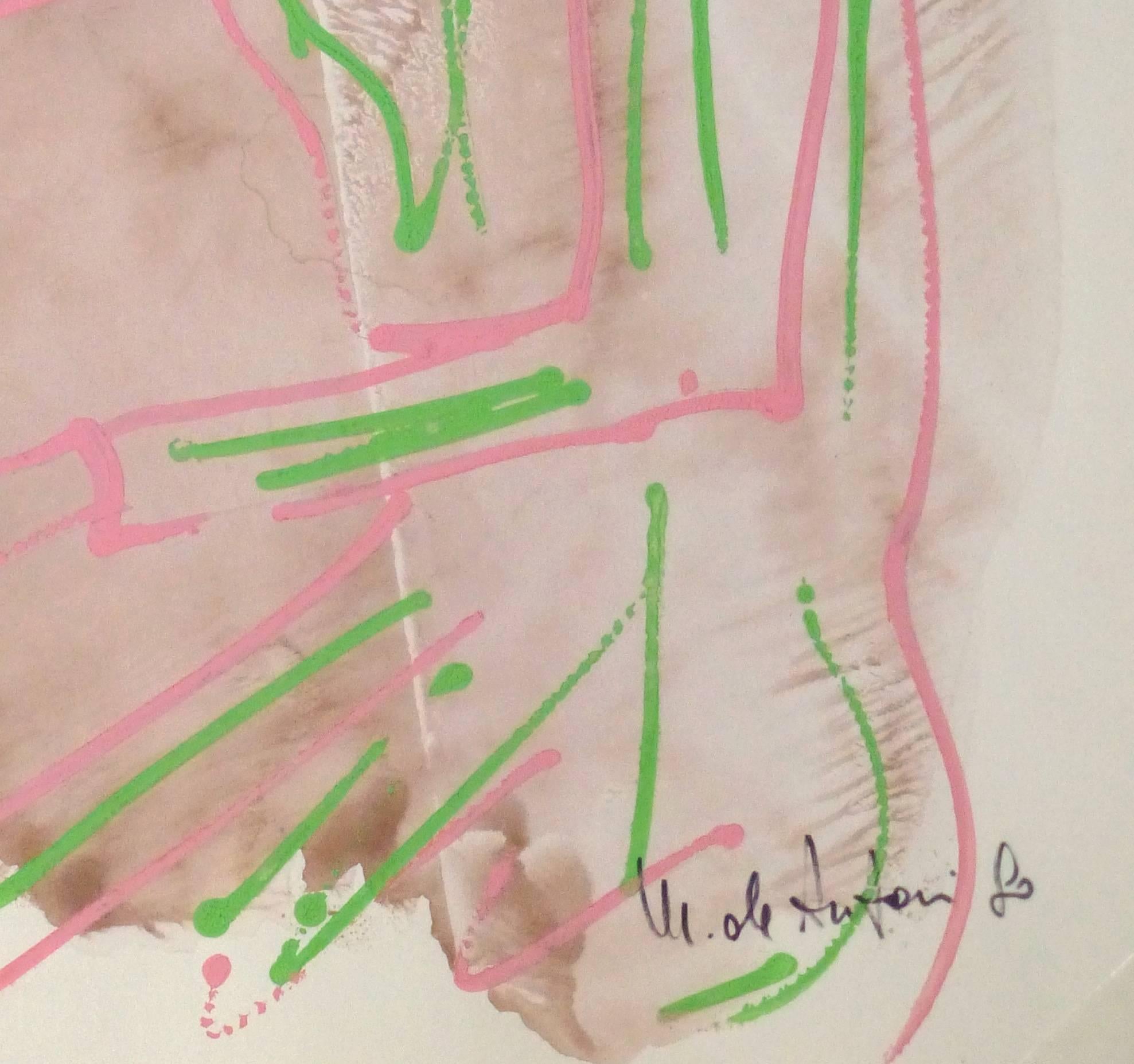 Französisches modernes abstraktes Porträt (Beige), Abstract Painting, von Unknown
