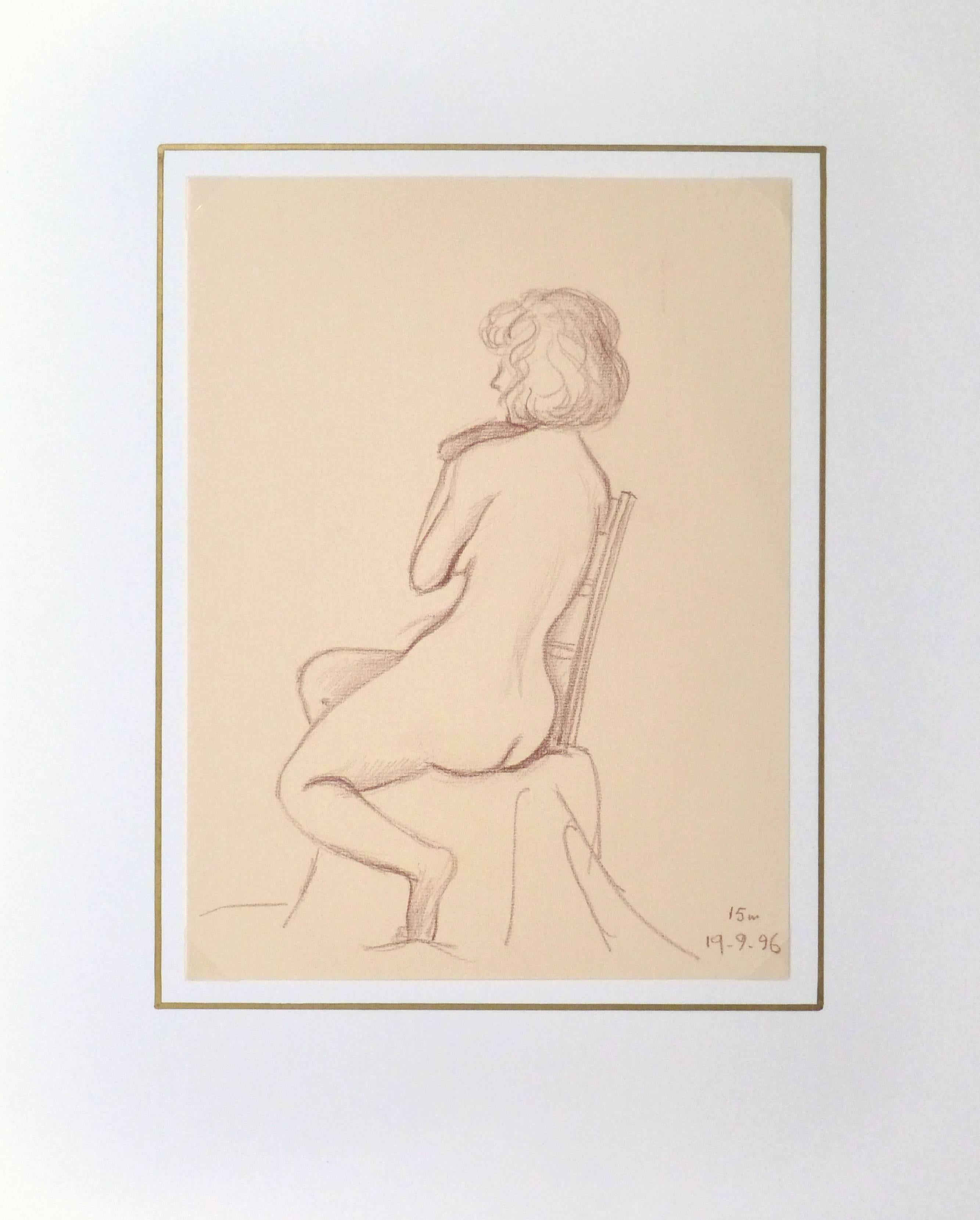 French Charcoal Sketch - Timid Nude 2