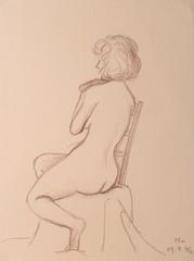French Charcoal Sketch - Timid Nude