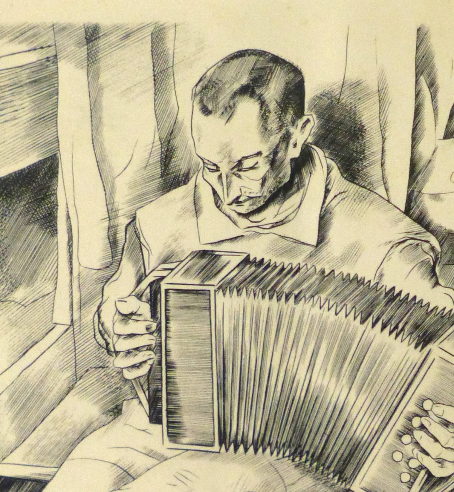 Französische Radierung – Retour des Prisoniers – Print von Louis Joseph Soulas