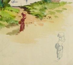 Watercolor Landscape - Evening Stroll