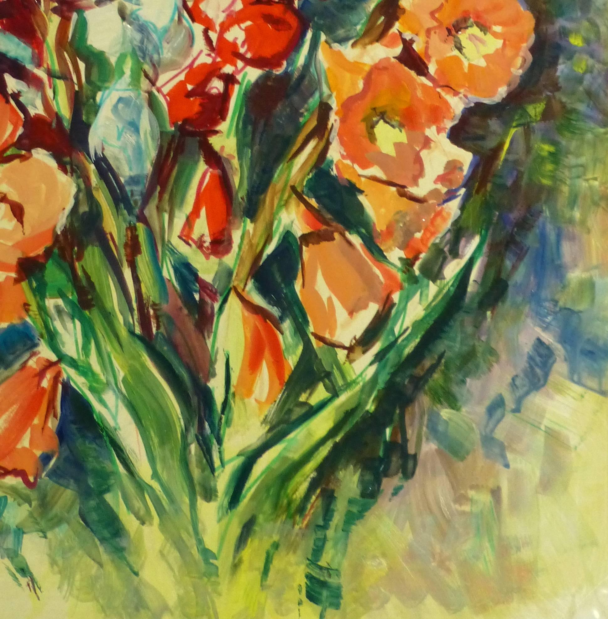 Still Life - Gladiolus Bouquet - Painting by Unknown