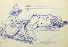 Disegno a inchiostro - Bagnanti