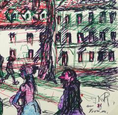 Ink Drawing - City Street