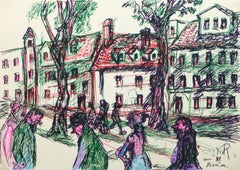 Vintage Ink Drawing - City Street