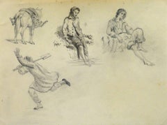 Antique French Drawing - Figure Study