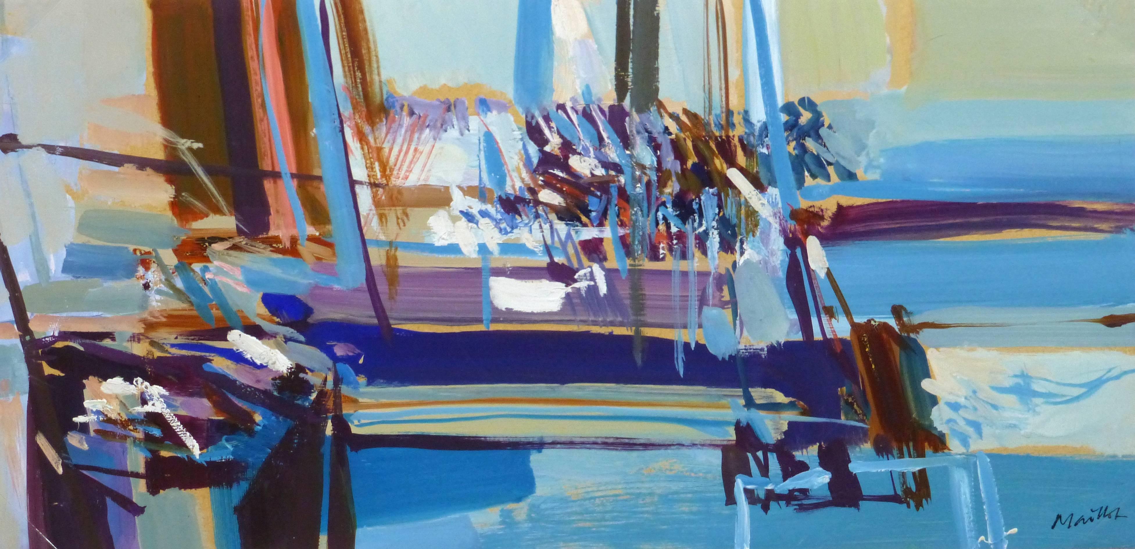 Unknown Abstract Painting - Abstract - Nautical Blues