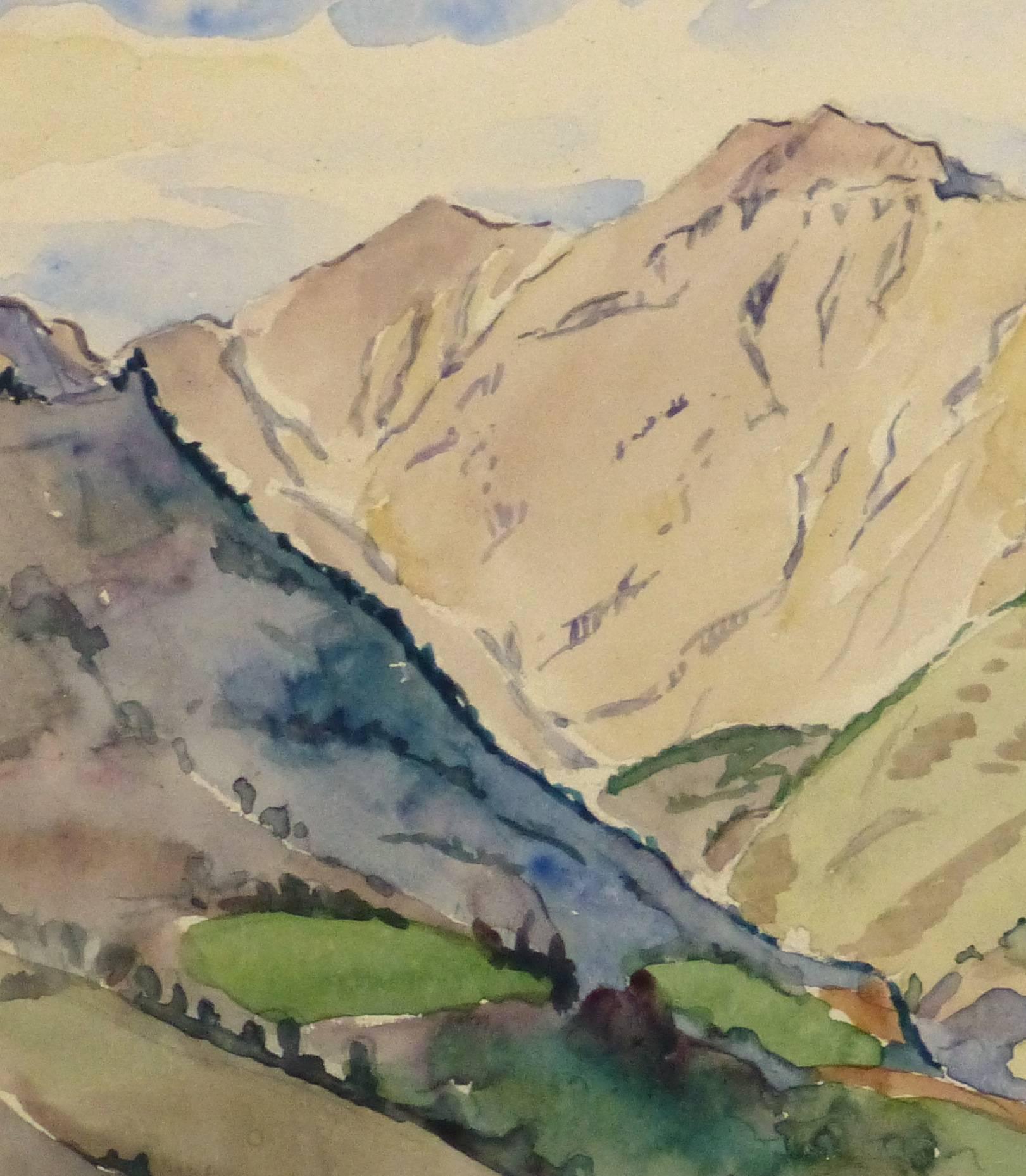 French Watercolor - Into the Valley - Art by Unknown