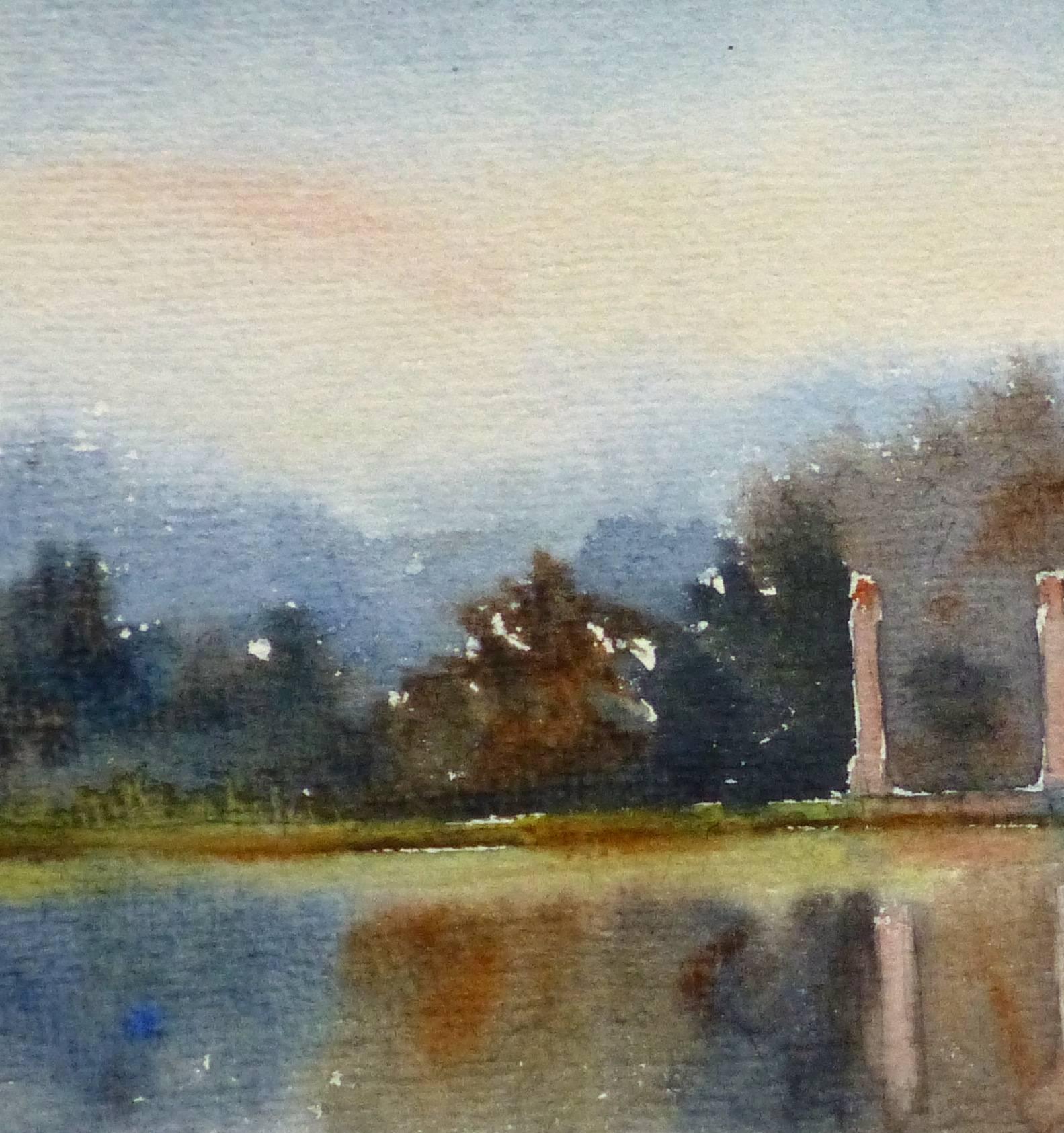 French Watercolor - Twilight Reflection - Art by Unknown