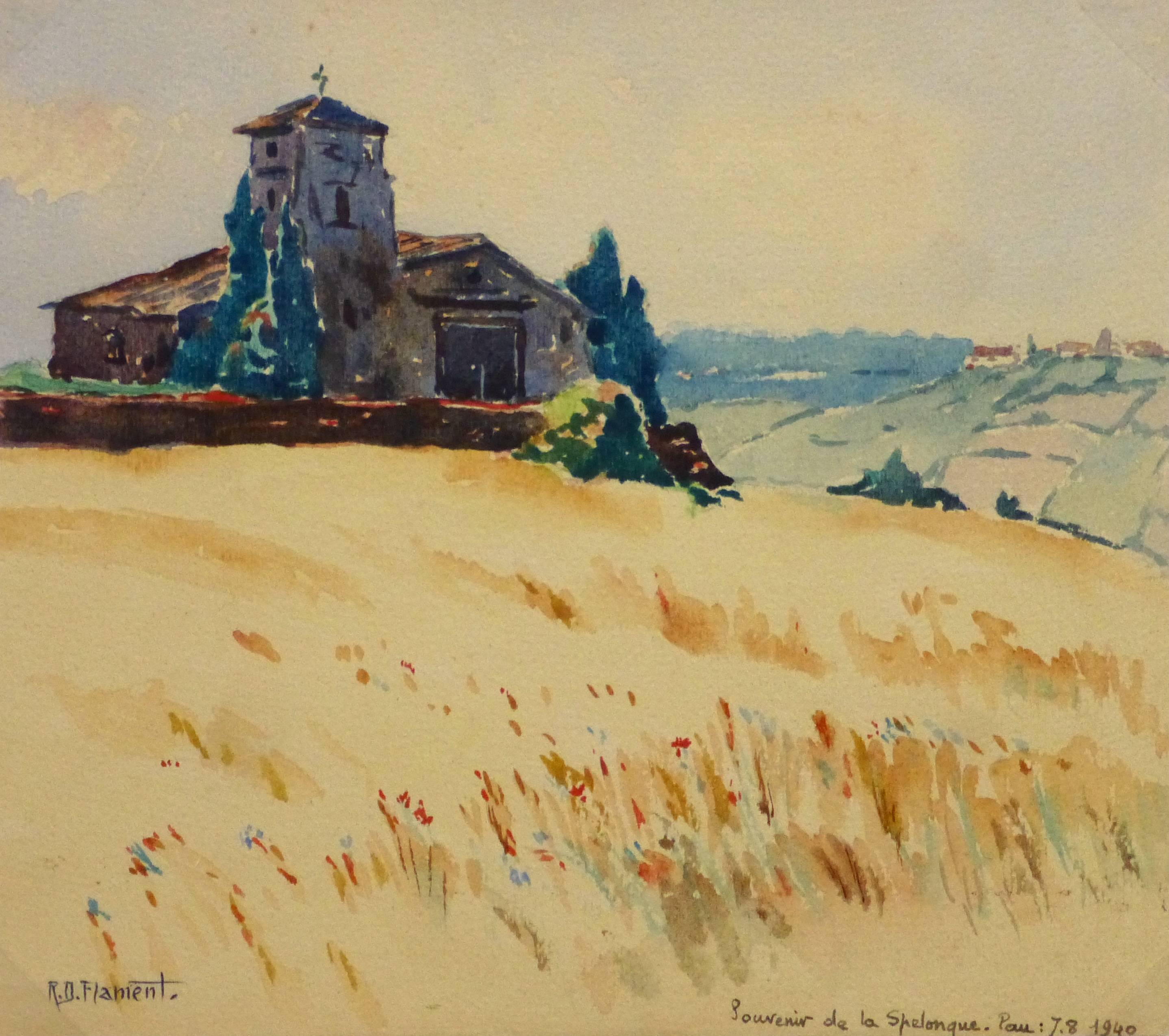 French Watercolor - Bucolic Church
