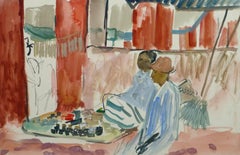 Französisches Aquarell – Inselmarkt