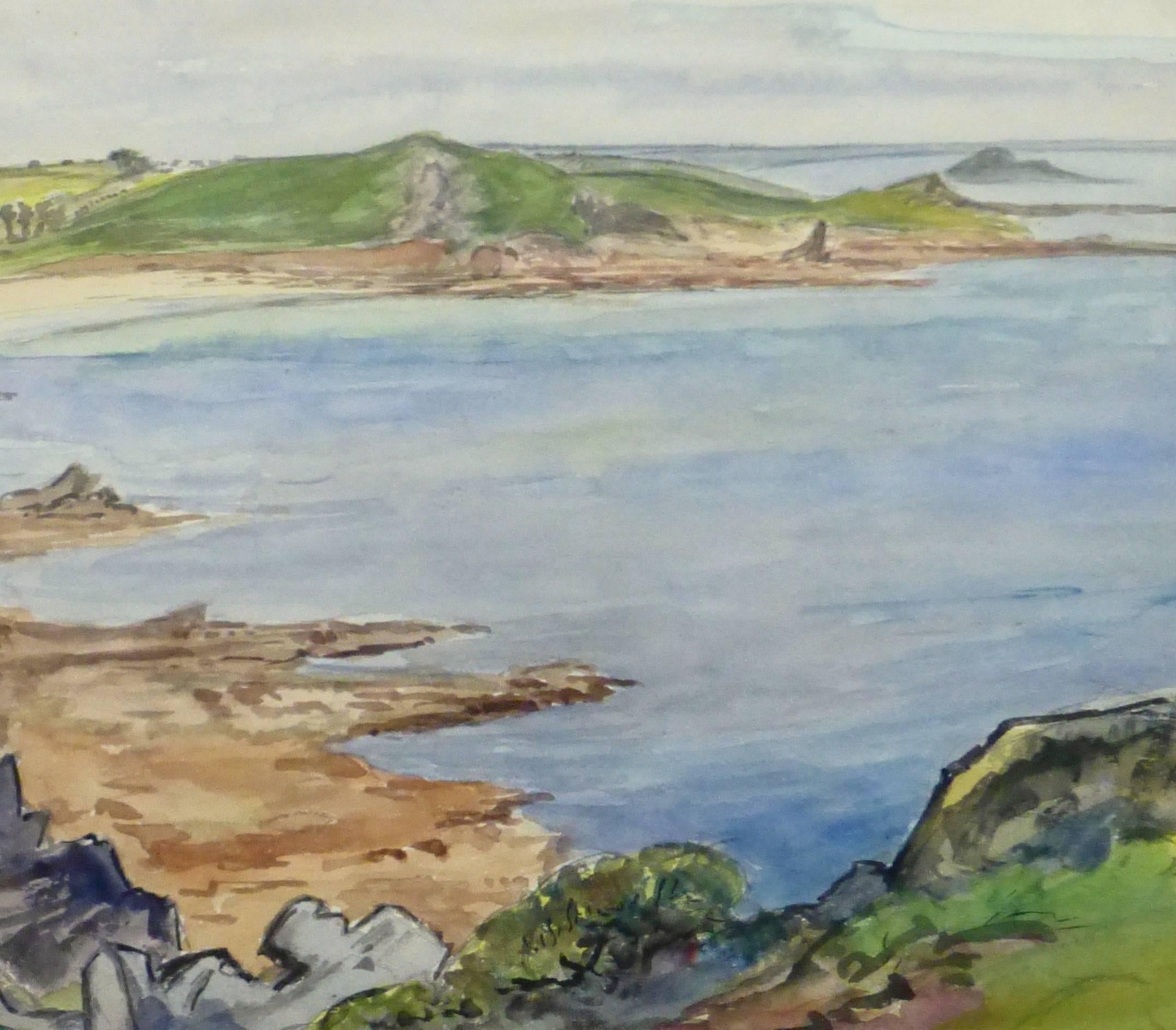French Watercolor - Le Guerzit Coastline - Art by Unknown