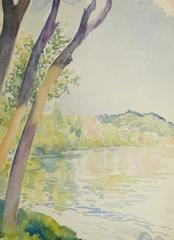 Vintage French Watercolor - Lakeside Hideaway