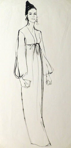 French Ink Sketch - Portrait of Elegance