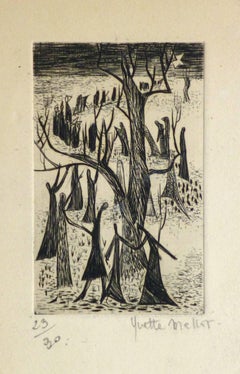 French Etching - The Tree People