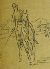 French Pencil Drawing - Polo Player