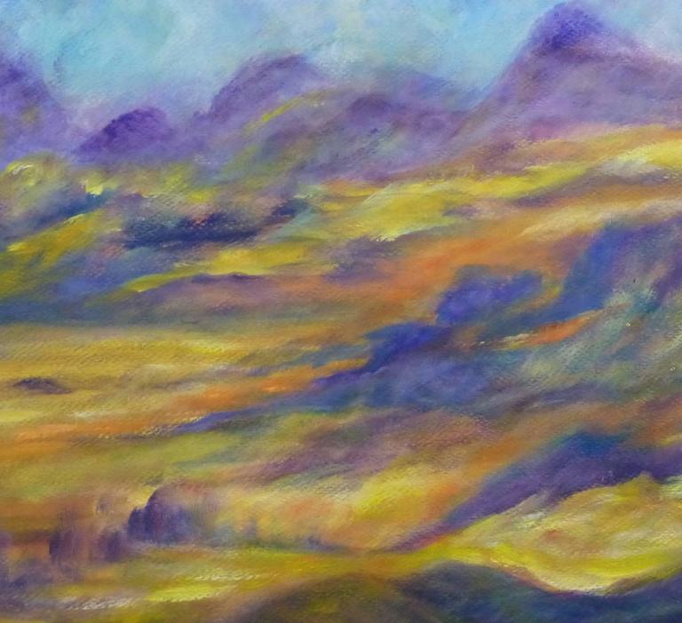 French Pastel  - Desert Terrian - Gray Landscape Art by Unknown