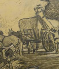 French Pencil Drawing - The Hay Harvest
